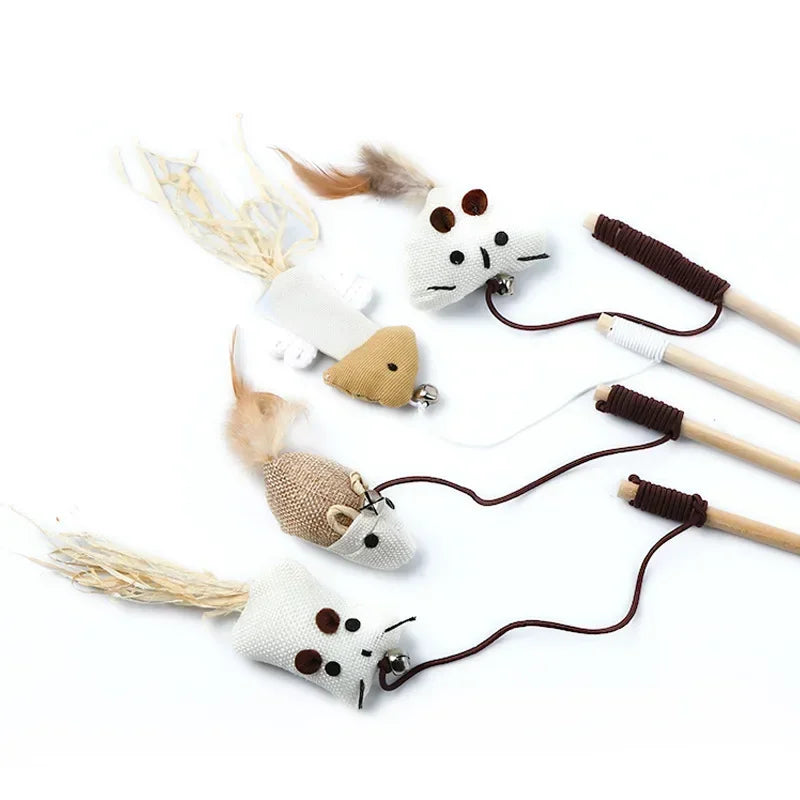 Interactive Feather Cat Wand Toy